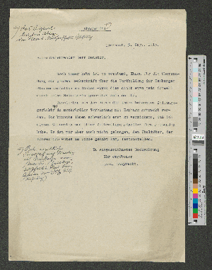 Vorschaubild von Abschrift eines Briefes an Werner von Melle