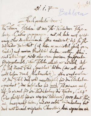 Vorschaubild von Brief an Hermann Bahlsen