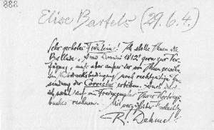 Vorschaubild von Brief an Elise Bartels