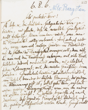 Vorschaubild von Brief an Nils Bergsten