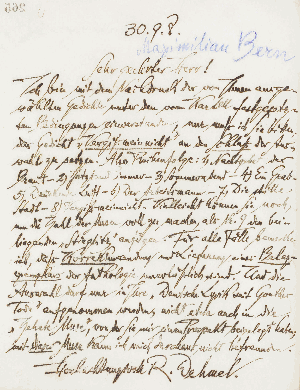 Vorschaubild von Brief an Maximilian Bern