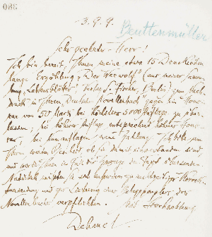 Vorschaubild von Brief an Hermann Beuttenmüller