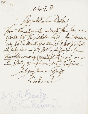 Vorschaubild von Brief an Josef Adolf Bondy