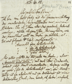 Vorschaubild von Brief an Bernhard Bruns