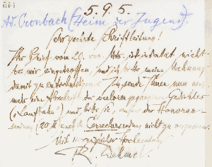 Vorschaubild von Brief an den Verlag Adolf Cronbach