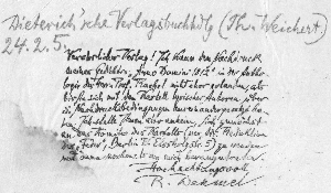 Vorschaubild von Brief an Dieterichs Verlagsbuchandlung