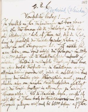 Vorschaubild von Brief an Dieterichs Verlagsbuchhandlung