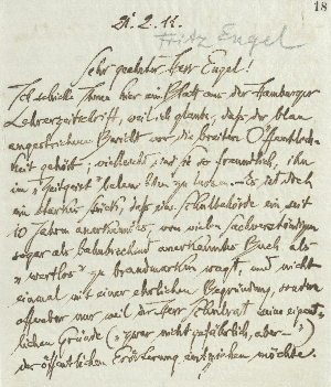 Vorschaubild von Brief an Fritz Engel