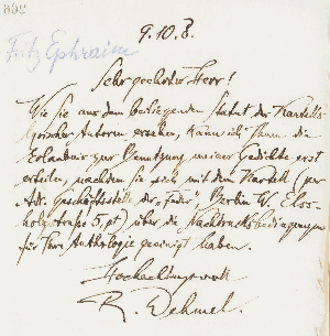 Vorschaubild von Brief an Fritz Ephraim