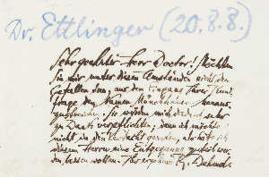Vorschaubild von Brief an Josef Moritz Ettlinger