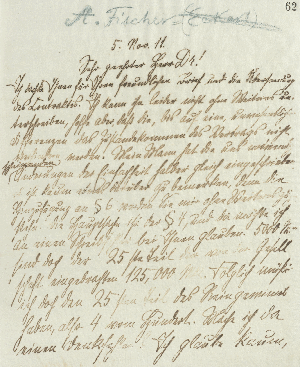 Vorschaubild von Brief an A. Fischer