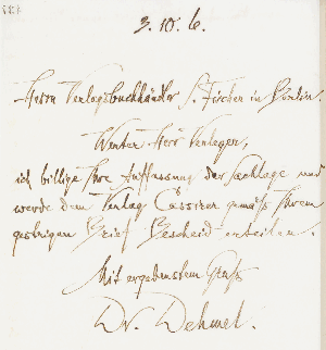 Vorschaubild von Brief an Samuel Fischer