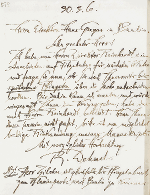 Vorschaubild von Brief an Hans Gregor