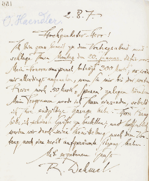 Vorschaubild von Brief an Otto Haendler