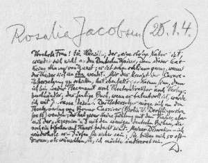 Vorschaubild von Brief an Rosalia Jacobsen