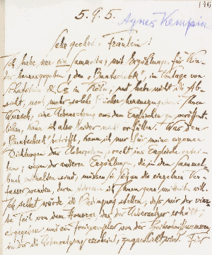 Vorschaubild von Brief an Agnes Kempin