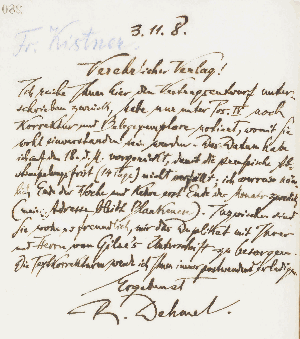 Vorschaubild von Brief an Verleger Fr. Kistner