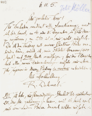 Vorschaubild von Brief an Johannes Möller