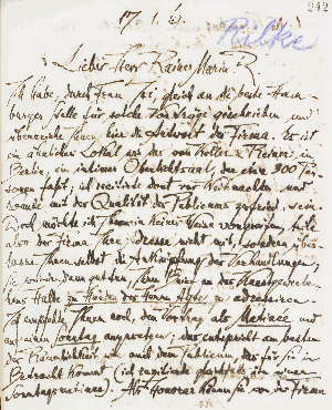 Vorschaubild von Brief an Rainer Maria Rilke