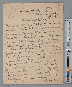 Vorschaubild von Brief an Fritz Kudwig