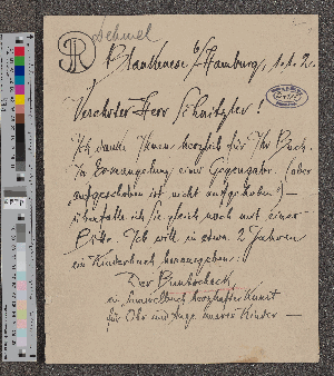 Vorschaubild von Brief an Arthur Schnitzler