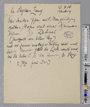 Vorschaubild von Brief an Stefan Zweig