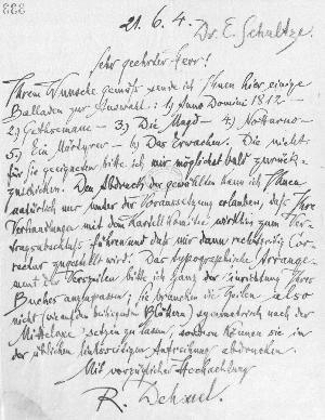 Vorschaubild von Brief an Ernst Schultze
