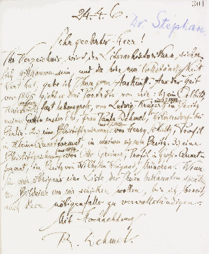 Vorschaubild von Brief an G. Stephan