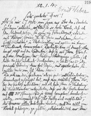 Vorschaubild von Brief an Ernst Weber, Herausgeber des "Deutschen Spielmann"