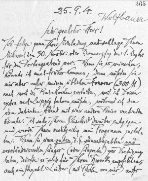 Vorschaubild von Brief an Franz Wolfbauer