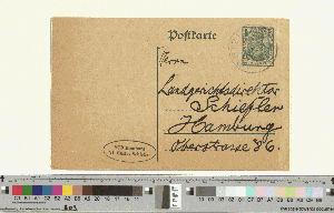 Vorschaubild von Postkarte an Gustav Schiefler