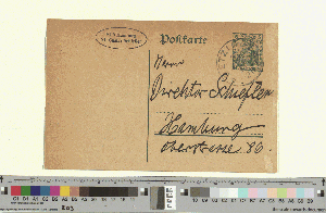 Vorschaubild von Postkarte an Gustav Schiefler