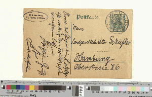 Vorschaubild von Postkarte an Gustav Schiefler