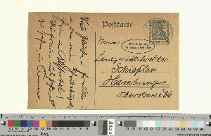 Vorschaubild von Postkarte an Gustav Schiefler