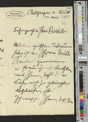 Vorschaubild von Brief an Gustav Schiefler