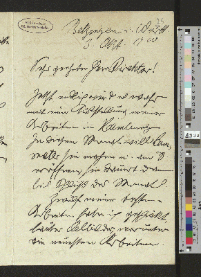 Vorschaubild von Brief an Gustav Schiefler