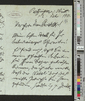 Vorschaubild von Brief an Gustav Schiefler