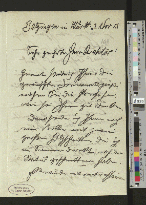 Vorschaubild von Brief an Gustav Schiefler