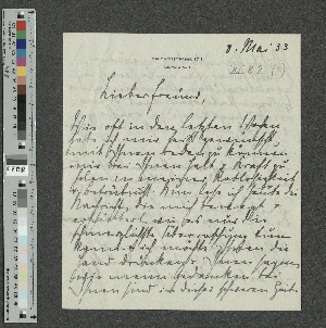 Vorschaubild von Brief an Fritz Schumacher