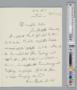Vorschaubild von Brief an Fritz Schumacher