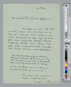 Vorschaubild von Brief an Dorothea Hoffmann-Reeber