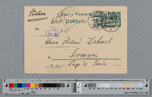 Vorschaubild von Postkarte an Richard Dehmel