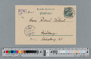 Vorschaubild von Postkarte an Richard Dehmel