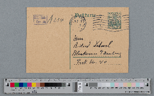 Vorschaubild von Postkarte an Richard Dehmel