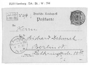 Vorschaubild von Postkarte an Richard Dehmel