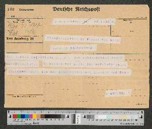 Vorschaubild von Telegramm an Werner von Melle