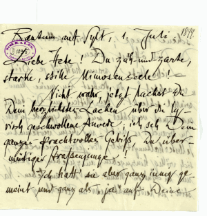 Vorschaubild von Brief an Hedwig Lachmann
