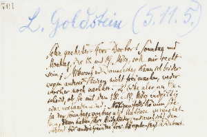 Vorschaubild von Brief an Ludwig Goldstein