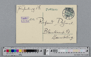 Vorschaubild von Postkarte an Richard Dehmel