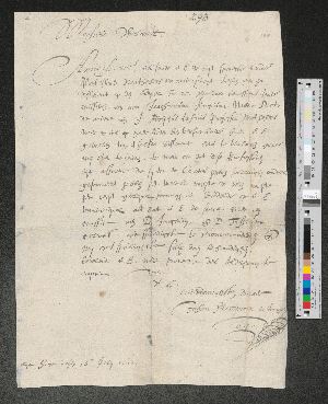 Vorschaubild von Brief von Johannes Stampioen d.J. an Woldeken Weland in Verden